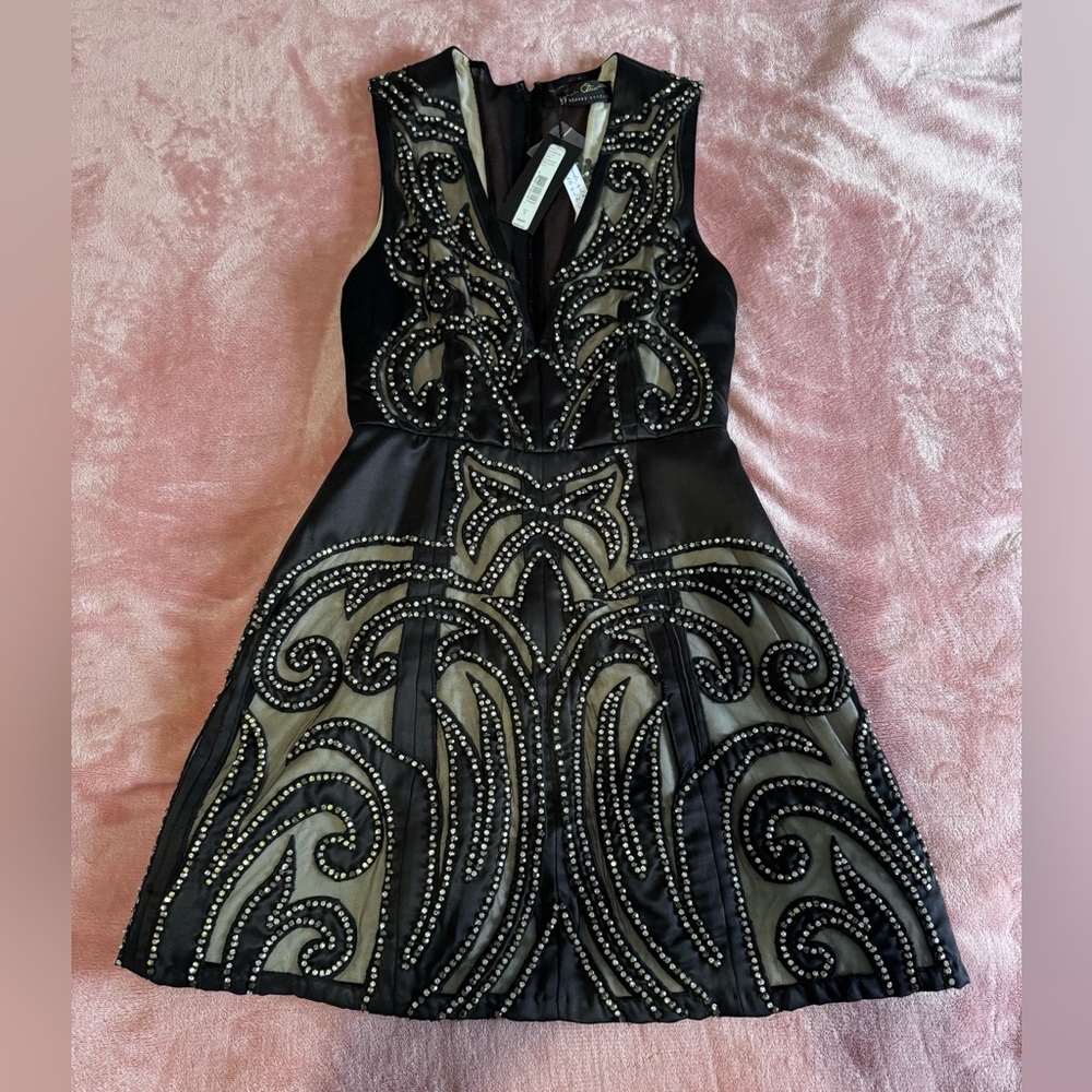NWT: Alice + Olivia Black Rhinestone Cocktail Dress - Picture 3 of 10